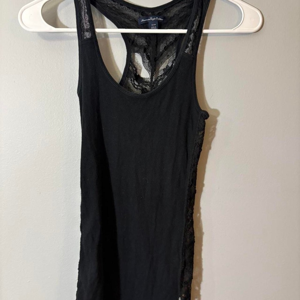2000s American Eagle Black Lace cami Racerback Tank Top